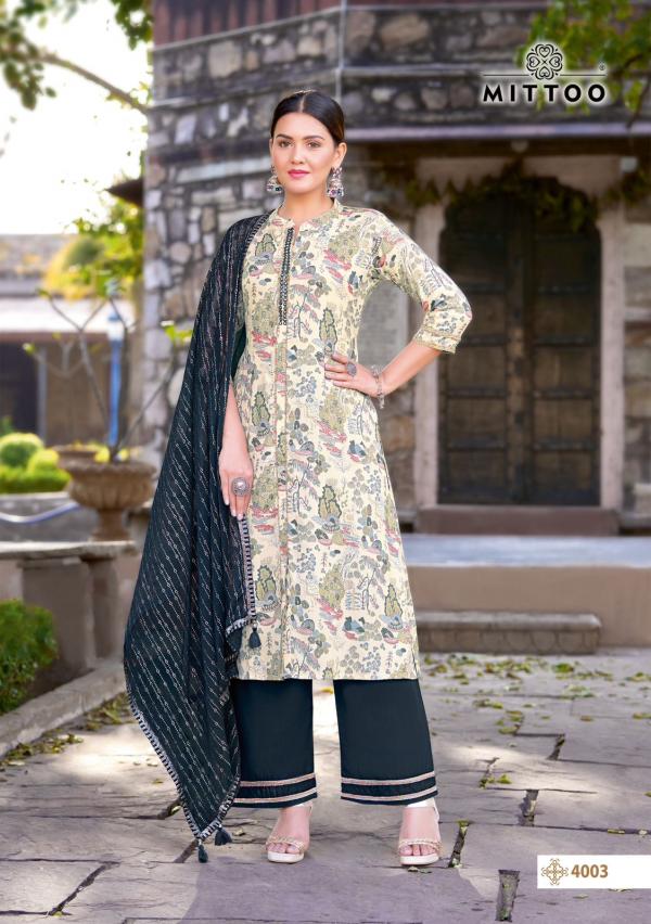 Mittoo Kesha Embroidery Kurti Pant With Dupatta Collection